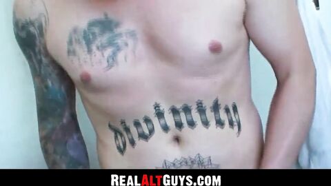 RealAltGuys.com - Alternative amateur covered in ink masturbates his hard cock alone