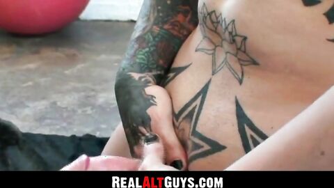 RealAltGuys.com - Alternative amateur covered in ink masturbates his hard cock alone