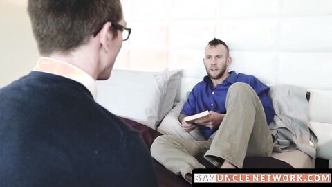 SayUncleNetwork.com - Bearded hunk fucks young twink bareback in a wild raw session