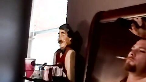 JoeSchmoeXXX.com - Bearded amateur guy smokes while getting his dick blown