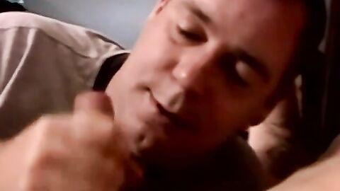 JoeSchmoeXXX.com - Bearded amateur guy smokes while getting his dick blown