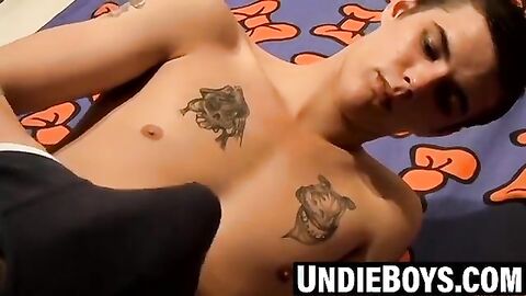 Cute twink Cainâs first undie video with a big finish