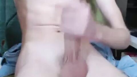 Shaved Twink Strokes Big Cock on Webcam