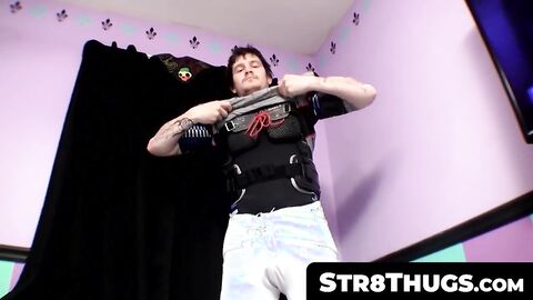 Str8Thugs.com - Straight jock's solo post-football practice dick stroking and cum bla