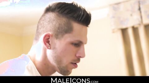 MaleIcons.com - Muscular gay's anal play in a massage parlor session with big cock an