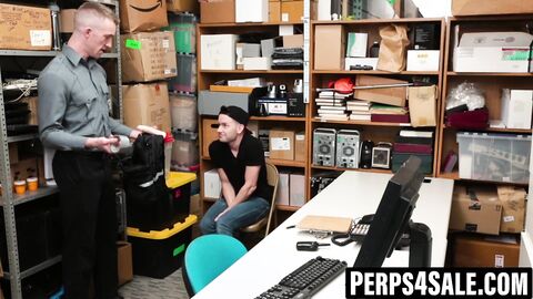 Twink thief stuffed with dildo then raw cop cock