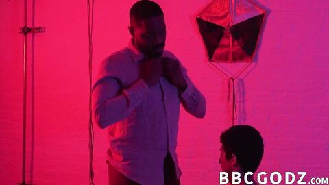 Huge ebony dick is bare pounding young man doggy style