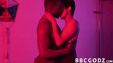 Huge ebony dick is bare pounding young man doggy style