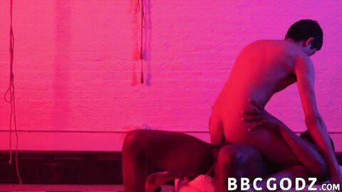 Huge ebony dick is bare pounding young man doggy style