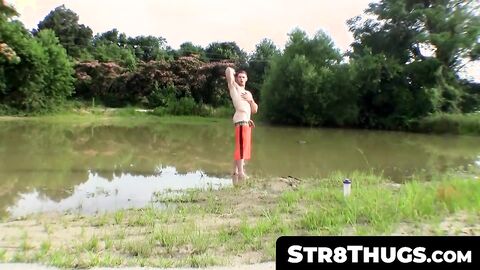 Str8Thugs.com - Straight naked jock's solo nature stroll and public masturbation cum