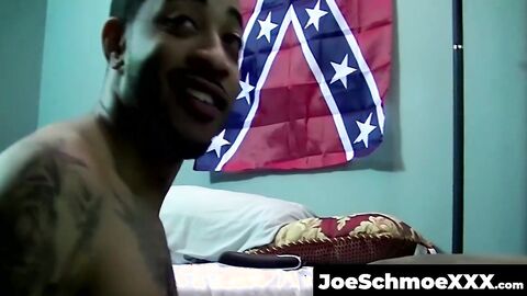 JoeSchmoeXXX.com - Amateur black homosexual swallows big white dick like a pro