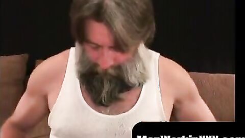 MenWorkinXXX.com - Hairiest mature stud cums hard after intense solo masturbation