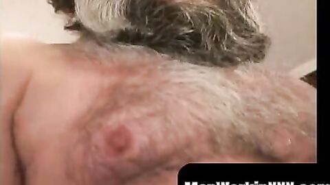 MenWorkinXXX.com - Hairiest mature stud cums hard after intense solo masturbation
