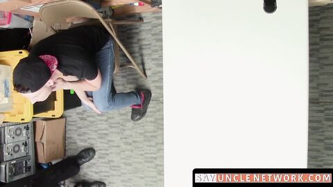 SayUncleNetwork.com - Twink thief's tight asshole invaded by dildo and raw cock