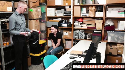 SayUncleNetwork.com - Twink thief's tight asshole invaded by dildo and raw cock