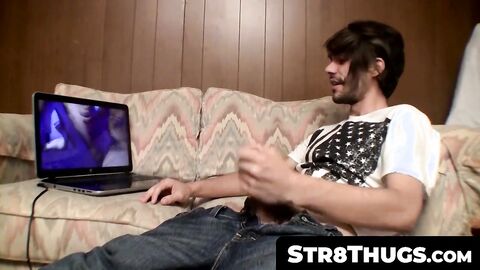 Str8Thugs.com - Hairy straight thug's solo masturbation and cum blasts explosion