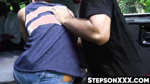 Bound stepson gets outdoor raw treatment from hunky dad