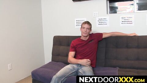 NextDoorXXX.com - Athletic jock Davey Marks jerks off post-interview