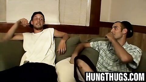 Straight thugs shoot thick cum from their balls