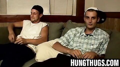 Straight thugs shoot thick cum from their balls