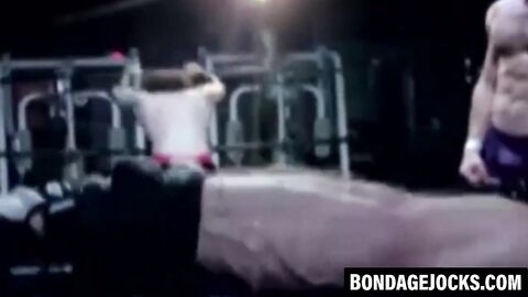 Submissive man choked in a rough dominating threesome