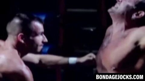 Submissive man choked in a rough dominating threesome
