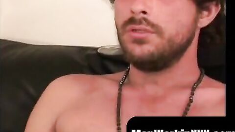 MenWorkinXXX.com - Inked thug rubbing hairy cock before intense solo cumshot