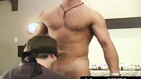 MaskXXX.com - Blindfolded man's blowjob for hunky Manuel Deboxer