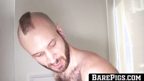 BarePigs.com - Bald hunk Reid Trasher anal stretched hardcore after intense blowjob