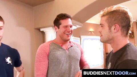 BuddiesNextDoor.com - Eight jocks indulge in the best gay orgy with intense anal fuck