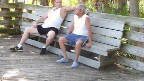 Mature Gay Couple Has Interracial Bareback Sex Outdoors