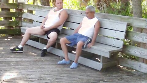 Mature Gay Couple Has Interracial Bareback Sex Outdoors
