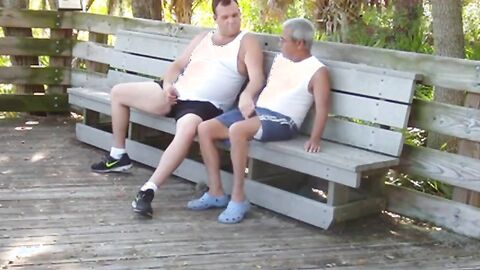 Mature Gay Couple Has Interracial Bareback Sex Outdoors