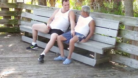 Mature Gay Couple Has Interracial Bareback Sex Outdoors