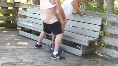 Mature Gay Couple Has Interracial Bareback Sex Outdoors