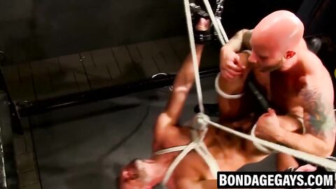 Bound muscular sub throat fucked mercilessly