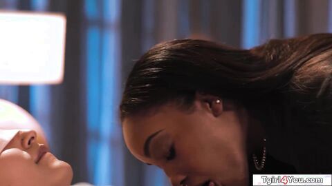 Tgirl Zariah Aura blindfolded during sex