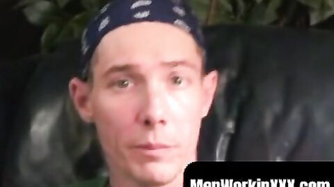 MenWorkinXXX.com - Rough gay flaunts his body and big cock while masturbating intense