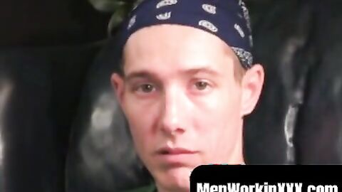 MenWorkinXXX.com - Rough gay flaunts his body and big cock while masturbating intense