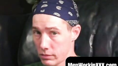 MenWorkinXXX.com - Rough gay flaunts his body and big cock while masturbating intense