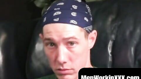 MenWorkinXXX.com - Rough gay flaunts his body and big cock while masturbating intense