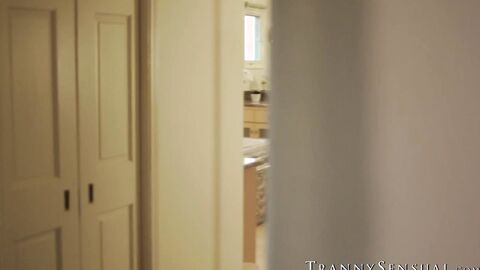 Aiden Ashley savors creampie after rough sex with trans stepmom Foxxy