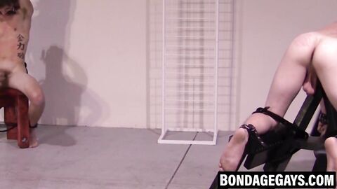 Twinks bound and whipped while servicing thick cocks