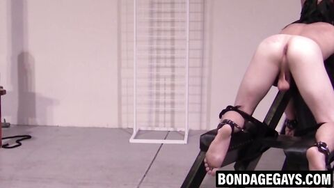 Twinks bound and whipped while servicing thick cocks