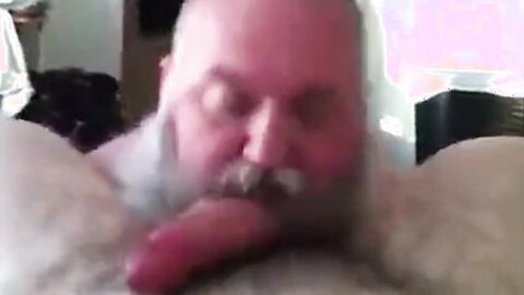 Bearded Daddy Sucks Big Cock