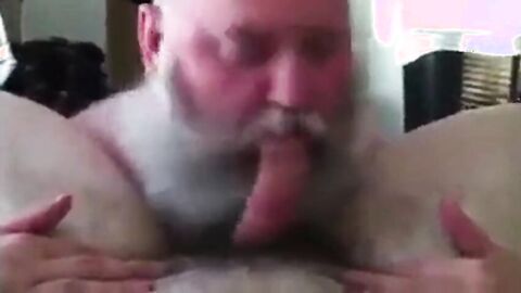 Bearded Daddy Sucks Big Cock