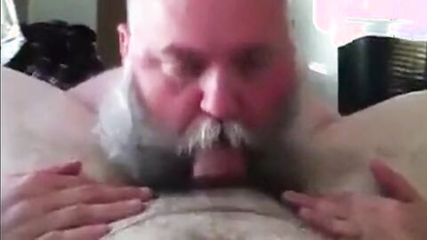 Bearded Daddy Sucks Big Cock