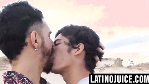Young Latino beach hookup turns into bareback