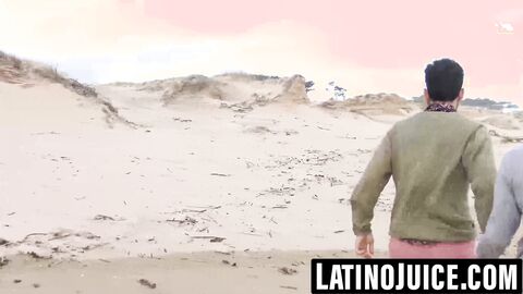 Young Latino beach hookup turns into bareback
