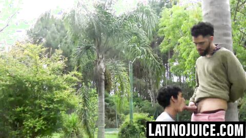 Young Latino beach hookup turns into bareback